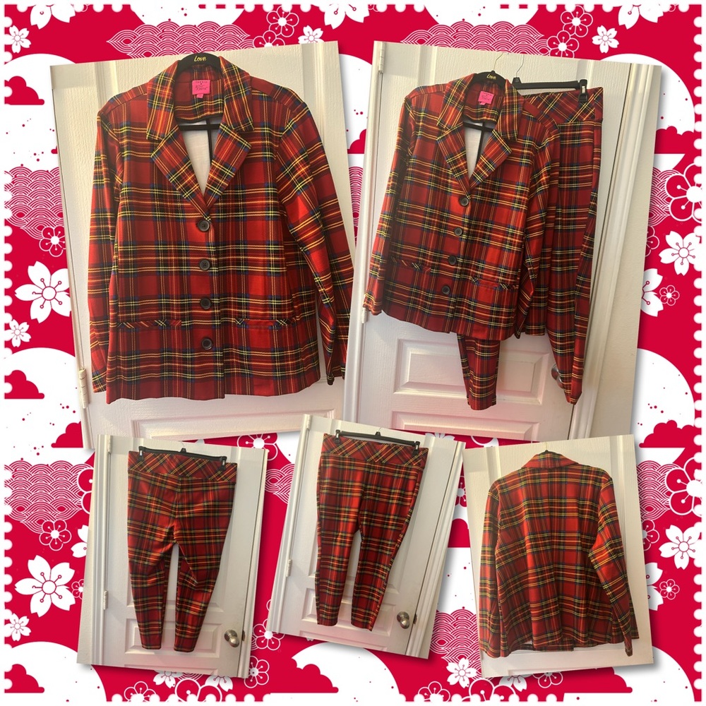 EUC - Torrid X Betsey Johnson Red Plaid Suit